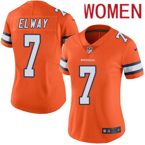 Women Denver Broncos #7 John Elway Orange Nike Rush Vapor Limited NFL Jersey->women nfl jersey->Women Jersey